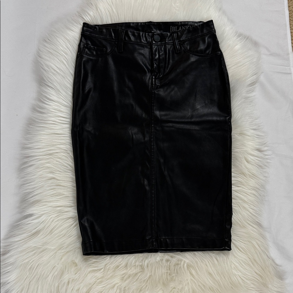 Blank NYC Black Faux Leather Pencil Skirt